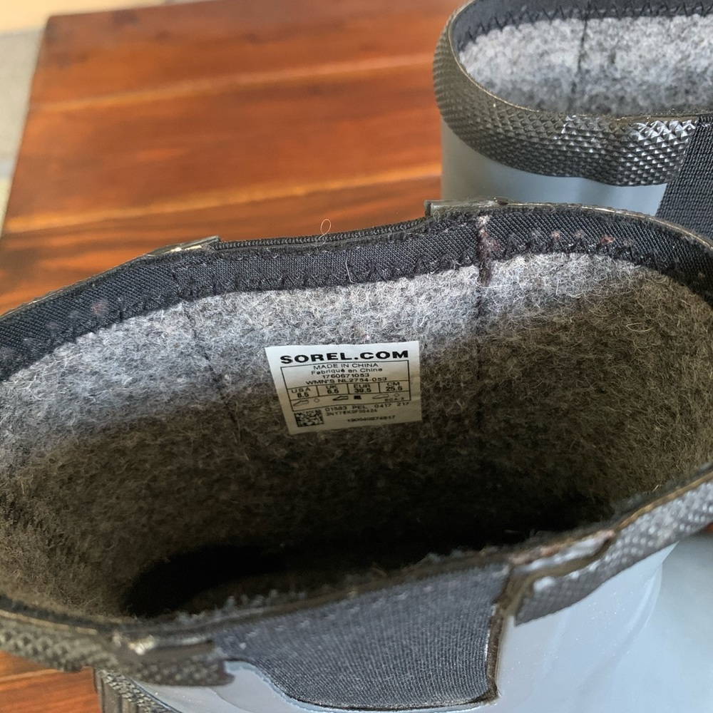 Sorel Gray and Black Heeled Rain Boots - Picture 2 of 5